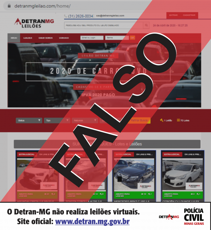 Golpe de leilão registrado em MG. Caso também ocorreu em SC