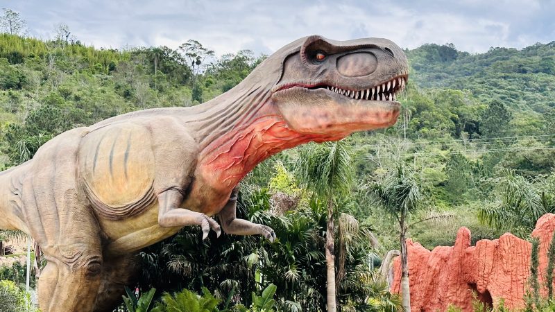 Dinossauros famosos e conhecidos de filmes podem ser encontrados no parque &#8211; Foto: Divulgação/ND