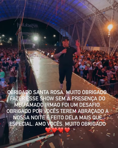 Kauan fez a apresenta&ccedil;&atilde;o sozinho em Santa Rosa (RS) – Foto: Reprodu&ccedil;&atilde;o / Redes Sociais