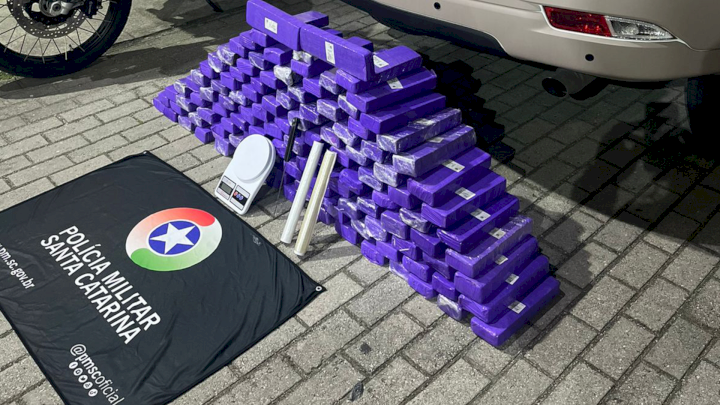 PM apreende 85 quilos de maconha em Florian&oacute;polis – Foto: PMSC/Divulga&ccedil;&atilde;o/ND