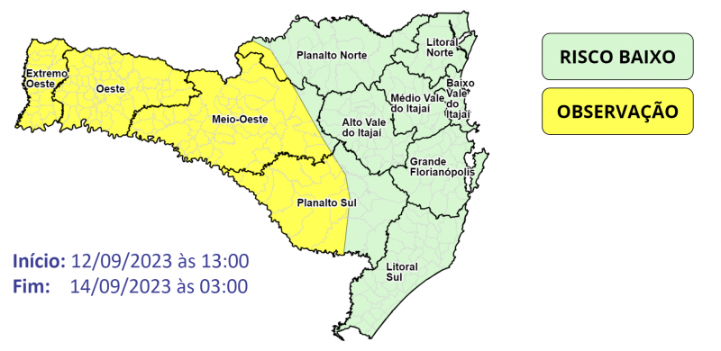 Novo alerta emitido pela Defesa Civil nesta terça-feira. &#8211; Foto: Defesa Civil/Divulgação/ND