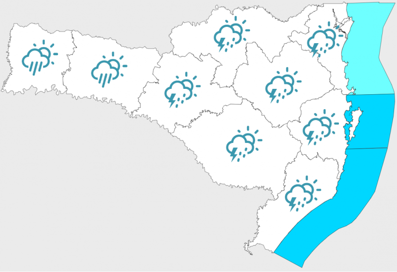 Tempo instável em todas as regiões de Santa Catarina nesta terça-feira. &#8211; Foto: Defesa Civil/Divulgação/ND