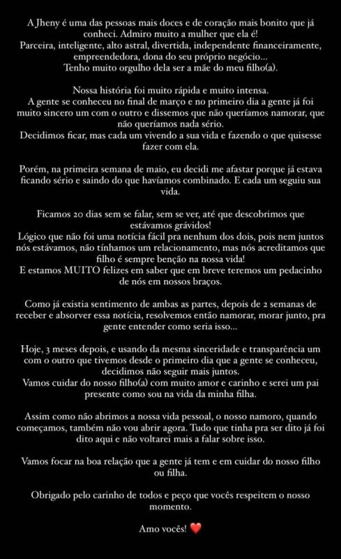Influenciador anuncia fim de seu relacionamento pelas redes sociais – Foto: Instagram Arthur Aguiar/ND