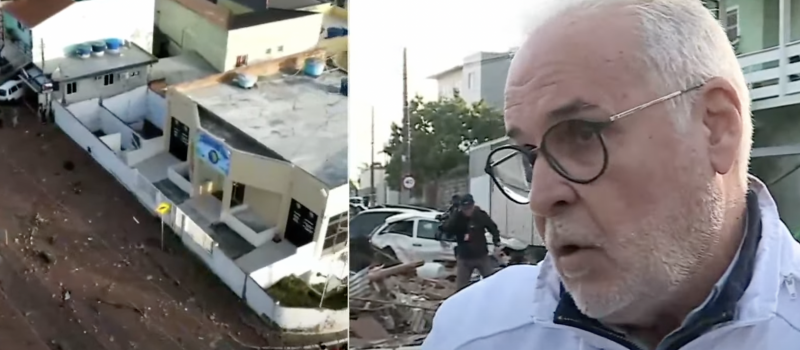 Reservat&oacute;rio de &aacute;gua rompeu e deixou estragos na regi&atilde;o Continental de Florian&oacute;polis; presidente da Casan pede desculpas – Foto: NDTV/Reprodu&ccedil;&atilde;o