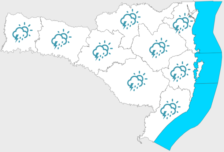 Tempo fechado em todas as regiões de Santa Catarina neste sábado. &#8211; Foto: Defesa Civil/Divulgação/ND