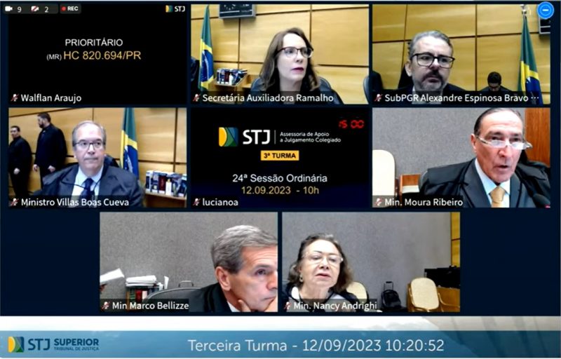 Ministros do STJ durante sessão que criticaram decisões judiciais em SC e PR - Foto: Reprodução/STJ/ND