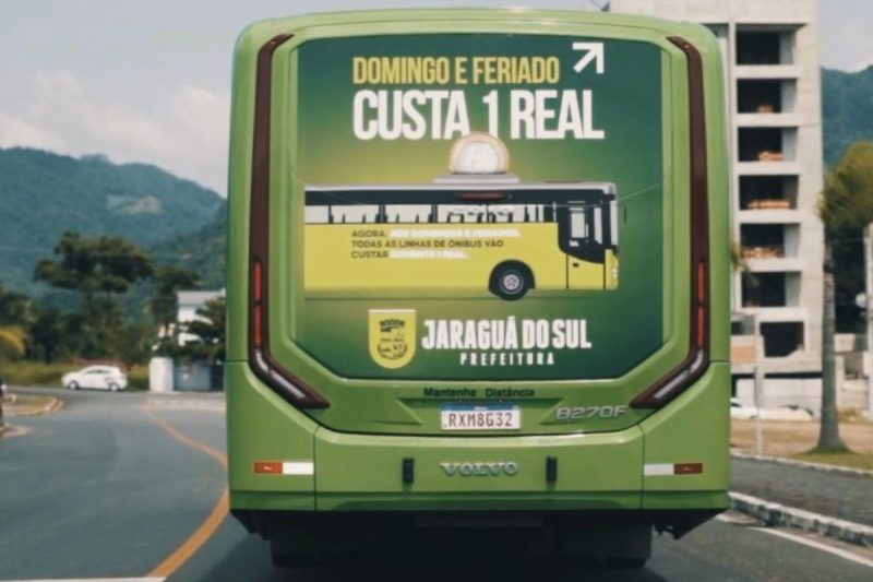 Tarifa de R$ 1,00 est&aacute; dispon&iacute;vel aos domingos e feriados em Jaragu&aacute; do Sul, no Norte Catarinense – Foto: Prefeitura de Jaragu&aacute; do Sul/Divulga&ccedil;&atilde;o/ND