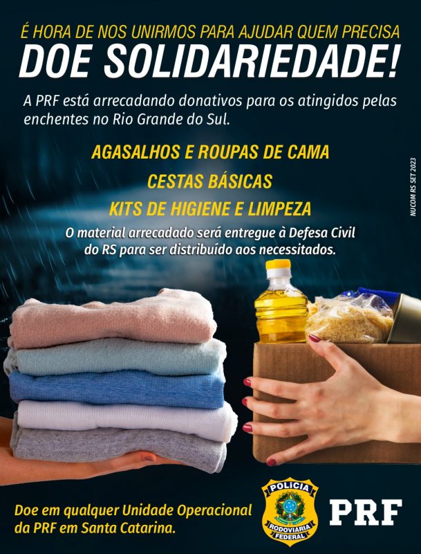 Campanha de solidariedade &eacute; realizada pela PRF de SC – Foto: PRF/Divulga&ccedil;&atilde;o
