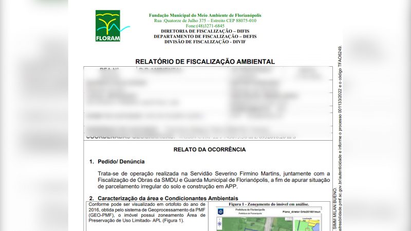 Documento mostra um relat&oacute;rio de fiscaliza&ccedil;&atilde;o ambiental – Foto: ND