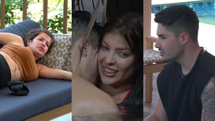 Fotomontagem mostra Jaque e Lucas, participantes em A Fazenda que terminaram e reataram namoro