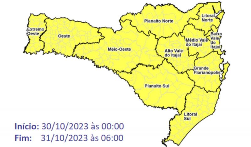 Defesa Civil emitiu um novo alerta para risco de ocorr&ecirc;ncias relacionadas ao tempo – Foto: Defesa Civil/Divulga&ccedil;&atilde;o/ND