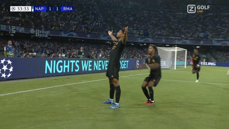 Bellingham em a&ccedil;&atilde;o pelo Real Madrid – Foto: Uefa