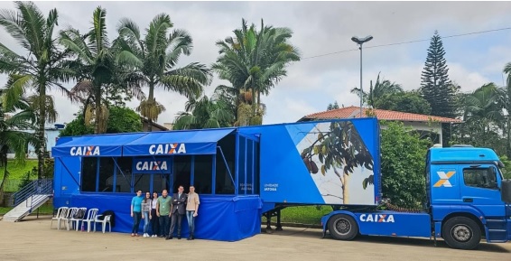 “Caminh&atilde;o Caixa” chegou em Tai&oacute; nesta segunda-feira (23) – Foto: Caixa Econ&ocirc;mica Federal/Assessoria de Imprensa/Divulga&ccedil;&atilde;o/ND