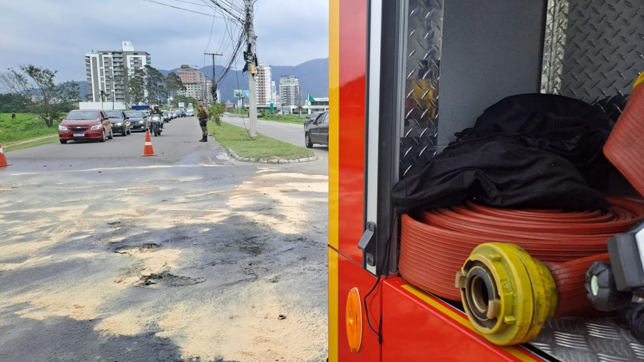 The fire has changed traffic flow in the region - CBMSC/Divulgação/ND