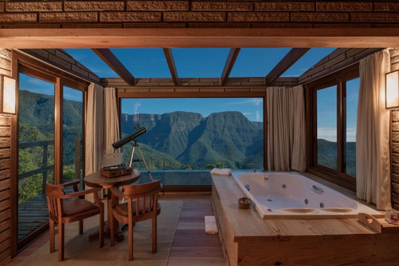 Vista de um dos chal&eacute;s da Morada dos C&acirc;nions, no Sul de Santa Catarina – Foto: Morada dos C&acirc;nions