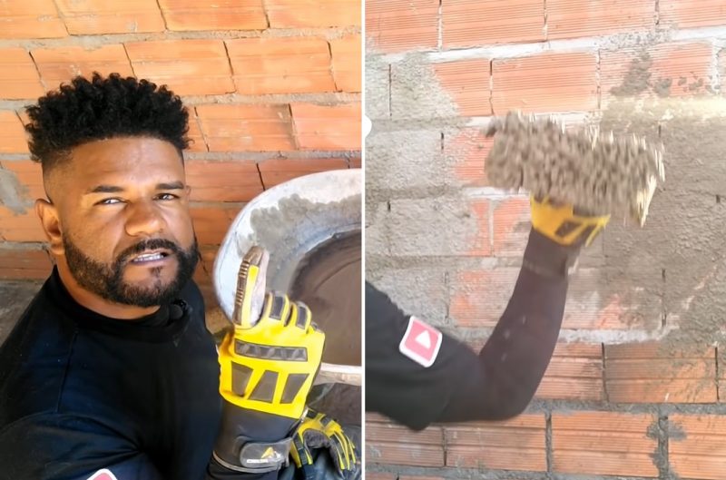 Em menos de 10 minutos, pedreiro genial mostra diferentes estilos para dar uma textura própria à sua parede em obra - Foto: Redes Sociais/Divulgação/ND