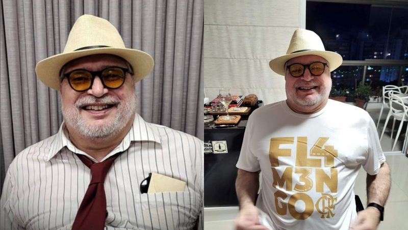 Chiko à esquerda em foto do SJSC e à direita em foto publicada por amiga no Facebook, onde Chiko usa camiseta do Flamengo