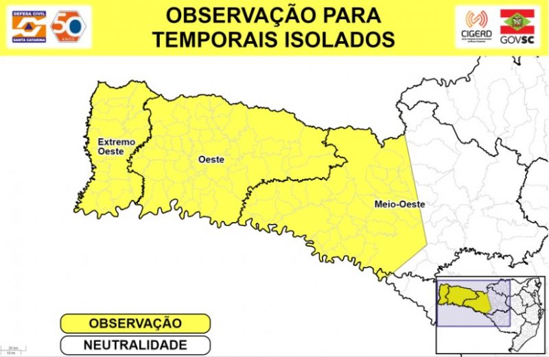Previs&atilde;o da Defesa Civil para a tarde e noite deste s&aacute;bado (7) – Foto: Defesa Civil/Divulga&ccedil;&atilde;o