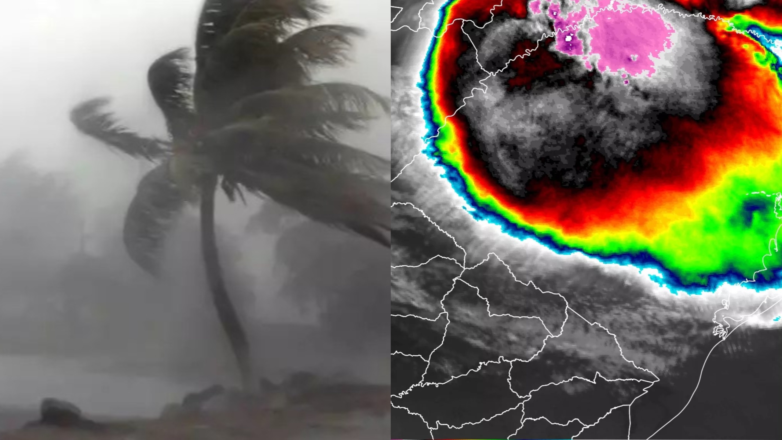 Na imagem aparece uma tempestade causada por uma Depressão Subtropical