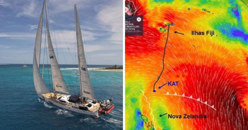 Ciclone rasga vela e arrebenta barco da família Schurmann na Ilhas Fiji