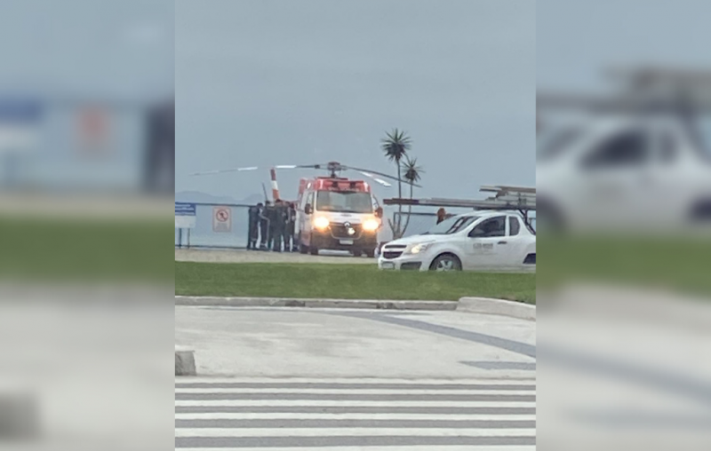 Homem sofreu queda de 3 metros e precisou ser transferido para hospital de helicóptero