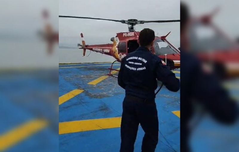 Unidade Arcanjo do CBMSC foi acionada para ajudar a transferir vítima de queda de 3 metros no Campeche, em Florianópolis