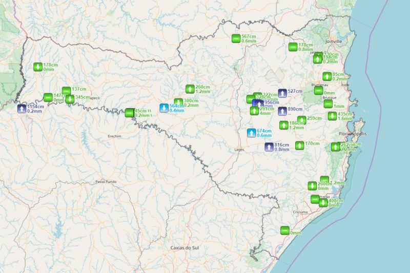 Mapa mostra situa&ccedil;&atilde;o das bacias no Estado – Foto: Epagri-Ciram/Reprodu&ccedil;&atilde;o/ND