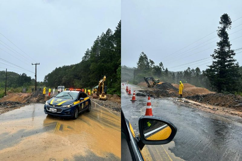 Parte da BR-280 desmorona no Norte de SC por causa das chuvas e trecho é  interditado, Santa Catarina