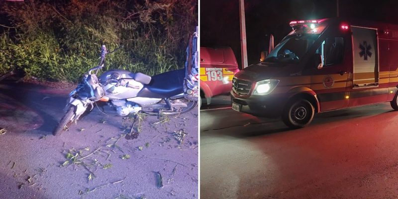 Polícia Militar Rodoviária e bombeiros confirmaram a morte do motociclista após colisão na noite desta segunda-feira (9) - Foto: PMRv-SC e Corpo de Bombeiros Militar/Divulgação/ND