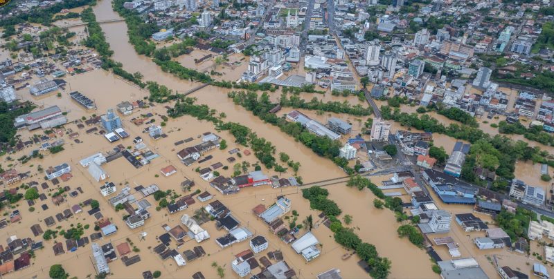 Rio do Sul passa pelo terceiro per&iacute;odo de cheia em um m&ecirc;s – Foto: Alto Vale Digital Arte/Divulga&ccedil;&atilde;o/ND