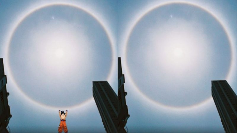 Halo solar com o personagem Goku embaixo