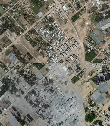 Aerial photographs show the attacked area in the Gaza Strip - Photo: Maxar Technologies/AFP/Reproduction/ND