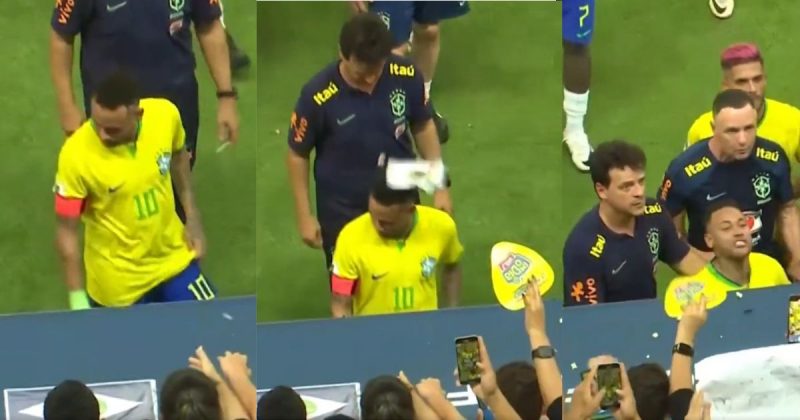 Neymar recebe chuva de pipocas na cabeça em vexame do Brasil 