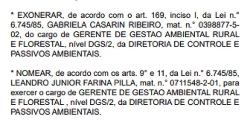 Nomea&ccedil;&atilde;o de novo gerente no IMA – Foto: Reprodu&ccedil;&atilde;o/ND