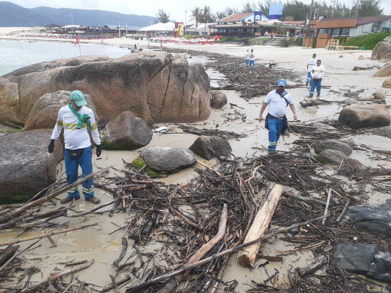 Servi&ccedil;os de limpeza come&ccedil;aram pela Praia da Joaquina – Foto: Prefeitura de Florian&oacute;polis/Divulga&ccedil;&atilde;o/ND