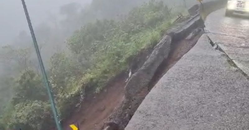 Trecho da Serra do Rio do Rastro desabou neste domingo (8) – Foto: Internet/Reprodu&ccedil;&atilde;o/ND