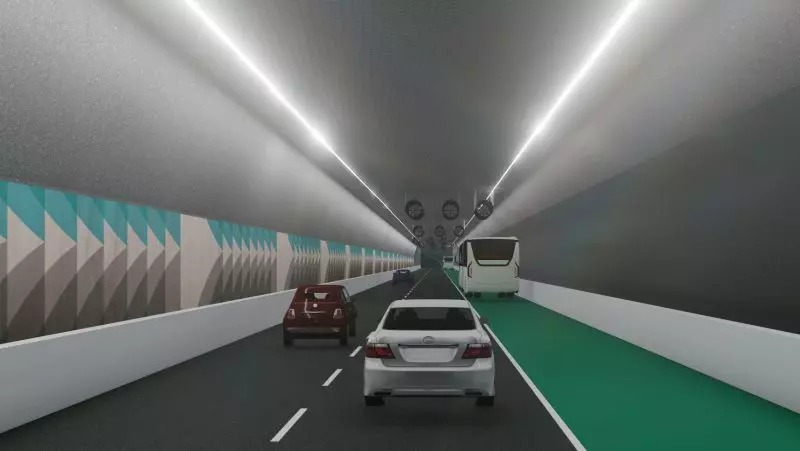 Imagem ilustrativa de como será o túnel imerso do Promobis