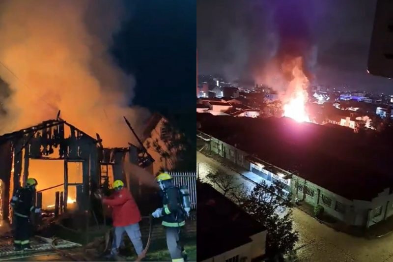 Casa pega fogo em Joinville