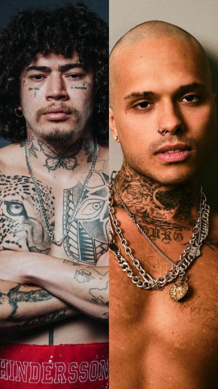 Imagem mostra Whindersson de um lado, e Vitão de outro, mostrando a rivalidade entre os dois