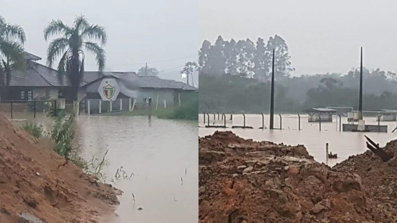 Centro de treinamento do Brusque fica alagado em meio às chuvas na região