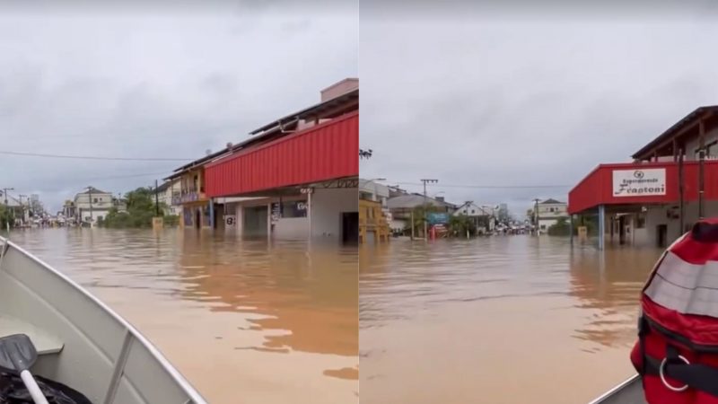 Veja como ficou Rio do Oeste ap&oacute;s fortes chuvas e inunda&ccedil;&otilde;es na cidade – Foto: Prefeitura de Rio do Oeste/Divugla&ccedil;&atilde;o/ND