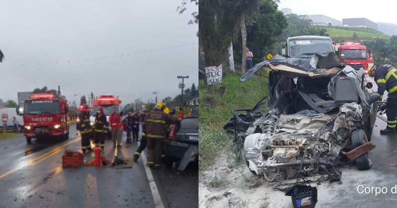 Acidente na SC-421 deixa um morto e quatro feridos – Foto: CBMSC/Divulga&ccedil;&atilde;o/ND