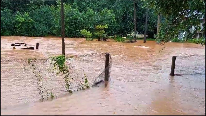 Imagem mostra local do alagamento no bairro Alvorada – Foto: Luciano Huning/Defesa Civil/ND