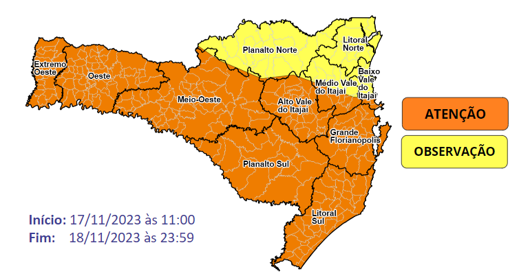 Chuvas em Santa Catarina pedem atenção 