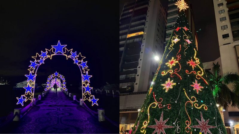 Árvores de Natal enfeitam a cidade