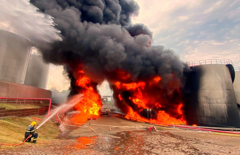 The tanks were destroyed in the fire