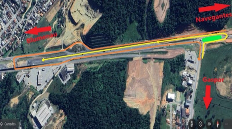 Novo viaduto ser&aacute; constru&iacute;do em um cruzamento que por d&eacute;cadas foi o principal acesso para o centro de Gaspar pela BR-470 – Foto: DNIT/Divulga&ccedil;&atilde;o/ND