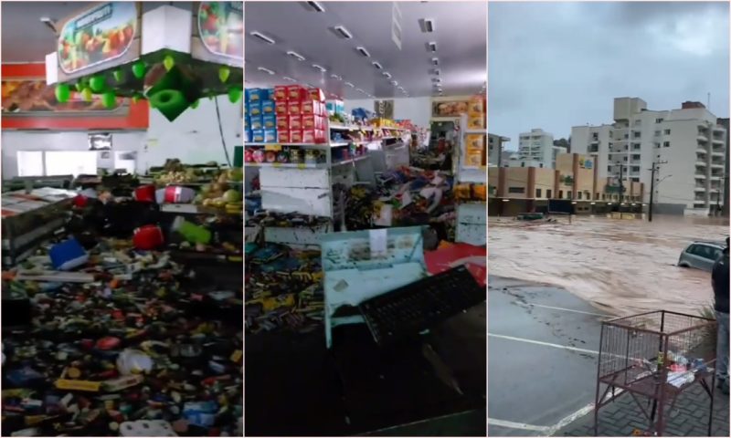 Enxurrada destr&oacute;i todos os produtos de mercados de SC – Foto: Reprodu&ccedil;&atilde;o/ND