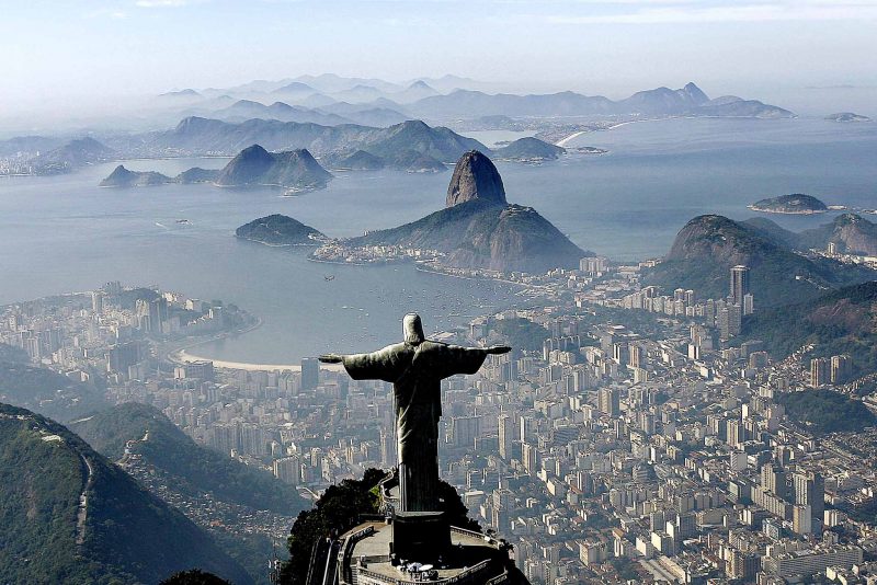 Foto aérea do Cristo Redentor, no Rio de Janeiro