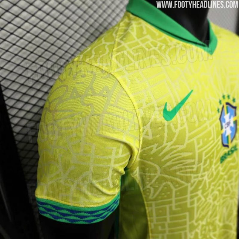 Mais detalhes da nova camisa do Brasil – Foto: @Footy_Headlines/Reprodução/ND